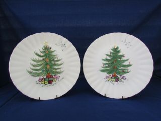 Vintage Blue Ridge Potteries Hand Painted Christmas Tree Plates