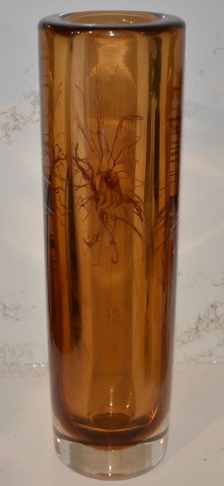 Beranek Skrdlovice Art Glass 12 " Cylinder Vase By Petr Hora