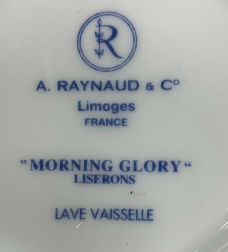 RAYNAUD Ceralene Limoges MORNING GLORY SPRAY saucers for teacups - Set of 8 3