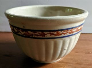 Red Wing Pottery 6 " Grayline Sponge Band Bowl,  Rare Small Size