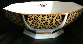 Lynn Chase Amazonian Jaguar Octagonal Bowl 9 3/4 " Centerpiece