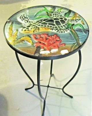 Sea Turtle Under The Sea Fused Glass Hand Crafted Decorative Table