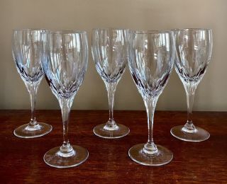5 Gorham Crystal Diamond 7 5/8 " Wine Goblet Glasses