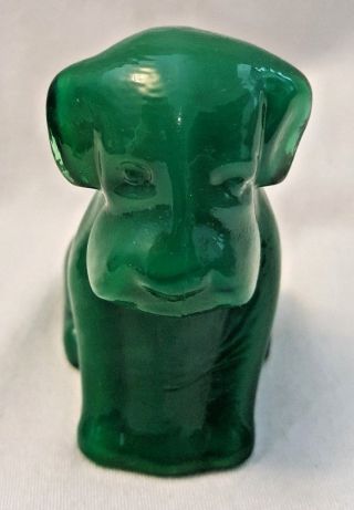 Degenhart Kelly Green Slag Glass Dog Figurine - 1970 