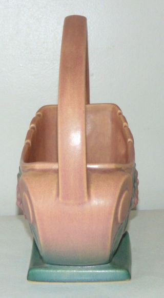 Vintage ROSEVILLE Pottery WATER LILY Basket PINK 381 - 10 4