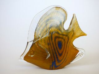 Marcolin Yellow And Blue Glass Fish Sweden Signed