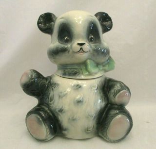 Vintage 1957 Brush Mccoy Pottery Usa Panda Bear Cookie Jar W21 1950s Mid - Century
