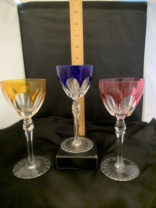 Set Of 3 Cut To Clear Crystal Wine Glasses.  Us Mainland