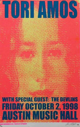 Tori Amos The Devlins 1998 Austin Music Hall Mohrmann Signed Silkscreen Poster