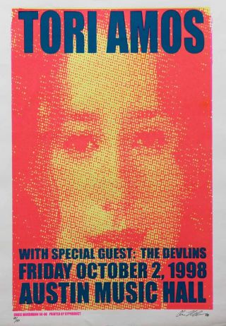Tori Amos The Devlins 1998 Austin Music Hall Mohrmann Signed Silkscreen Poster 3