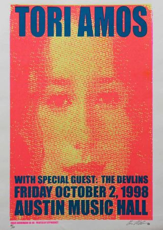 Tori Amos The Devlins 1998 Austin Music Hall Mohrmann Signed Silkscreen Poster 4
