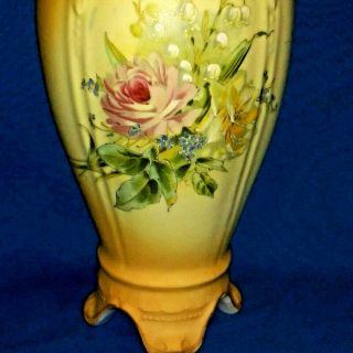 Antique Robert Hanke Royal Wettina Double Handled Floral Rose Vase Austrian 3
