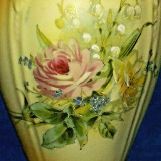 Antique Robert Hanke Royal Wettina Double Handled Floral Rose Vase Austrian 4