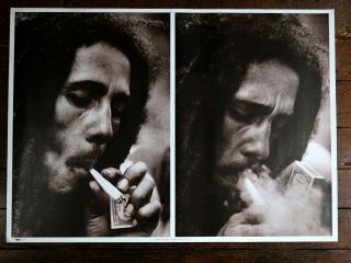 Bob Marley Split Spliff Smoking Picture Vintage 1990s Giant Splash Poster Xl 1