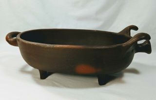 POMAIREWARE Clay Pig Chilean Figural Clay Baking Serving Dish CHILE Handmade Vtg 4