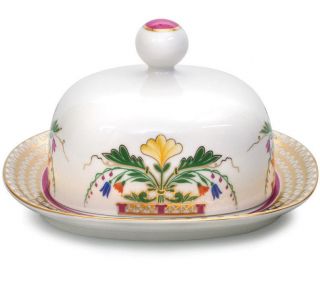 22k Gold Imperial Lomonosov Porcelain Butter Dish Zamoskvorechye Design