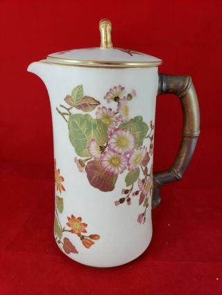 Antique 19th century Royal Worcester Porcelain Tea Coffee Pot Botanical 2