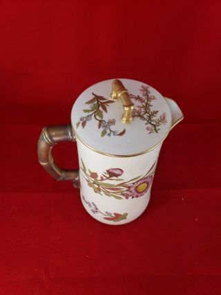 Antique 19th century Royal Worcester Porcelain Tea Coffee Pot Botanical 3