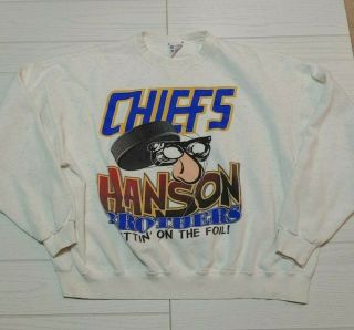 Vintage Hanson Brothers Sweatshirt Putting On The Foil.  Hockey Xxl Usa Made