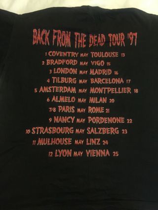 Vintage Obituary Back From The Dead Tour T Shirt 1997 Blue Grape 2