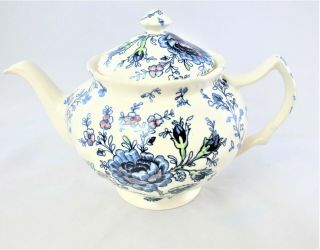 Johnson Brothers Rose Chintz Blue Tea Pot 4 Cup,  Flowers,  Vintage Rare