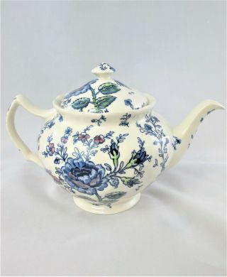 Johnson Brothers Rose Chintz Blue TEA POT 4 Cup,  Flowers,  Vintage Rare 3