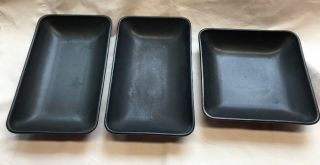 Vintage Hyalyn Pottery Mid - Century Black 3 - Pc Set Dishes Serving Bowls 225 214