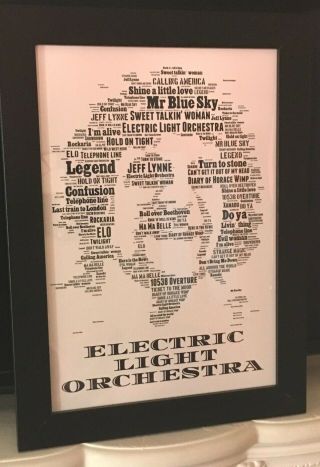 Jeff Lynne Elo Tribute Word Art Memorabilia/collectable/gift Uk Freepost Uk