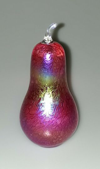Br128 Lovely John Ditchfield Glasform 4 " Iridescent Pink Red Pear