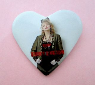 Vintage Madonna Heart Pinback Button Desperately Seeking Susan Promo Movie