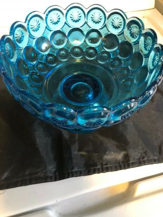 Moon And Star Large Colonial Blue Open Compote 8 Inches Across 5.  75 High