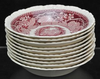 Set of 10 Vintage Masons Pink Vista Berry Bowls 3