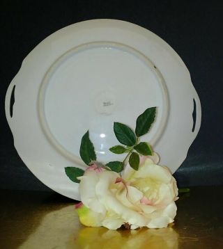 Antique Nippon Plate Hand Painted Pink Roses Gold Moriage Pierced Double Handle 8