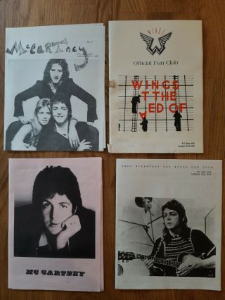 Beatles Paul Mccartney Wings Official Fun Club Newsletter Booklets 4 In Total.
