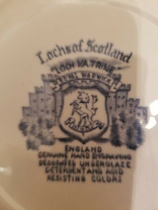 (5) ROYAL WARWICK ENGLAND LOCHS OF SCOTLAND BLUE & WHITE SALAD PLATES 6.  75 
