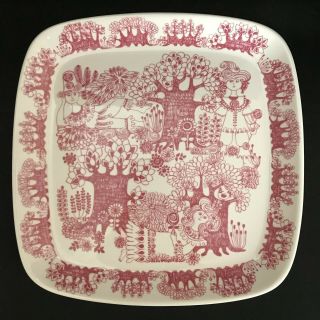 Vintage 1970 - 75 Figgjo - F/f Norway Arden Red & White Square Dinner Plate 9 1/4 "