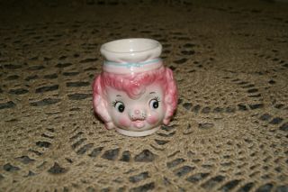 Lefton Pink Poodle Egg Cup 1 Small Paint Flake & Repaired