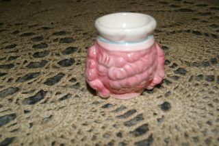LEFTON PINK POODLE EGG CUP 1 small paint flake & REPAIRED 3