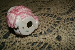 LEFTON PINK POODLE EGG CUP 1 small paint flake & REPAIRED 4