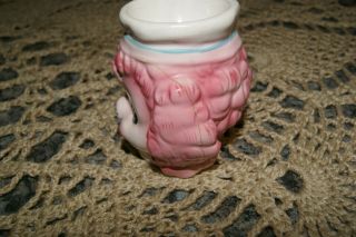 LEFTON PINK POODLE EGG CUP 1 small paint flake & REPAIRED 5