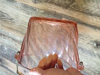 Pink Depression Glass Heisey TWIST Flamingo Ice Bucket Silver Handle 7