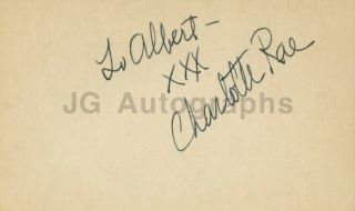 Charlotte Rae - Tv Actress: " The Facts Of Life " - Authentic Autograph