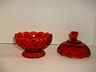 Vintage LE Smith Ruby Amberina Moon Star Depression Glass Candy Dish Estate Find 2