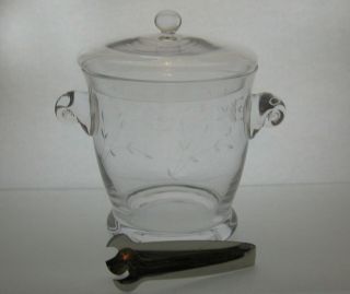 Princess House Heritage Crystal Ice Bucket With Lid & Tongs Hostess Gift 6192