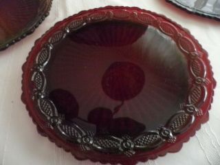 4 Vintage AVON Ruby CAPE COD Red Glass DINNER 10 - 3/4 