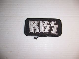 Vintage Black & Silver Kiss Logo Patch Rock & Roll Band 4 " X 2 ".