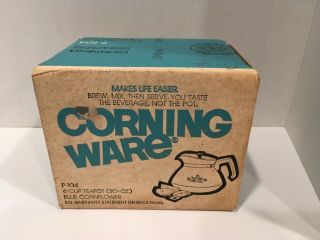 Corning Ware Blue Cornflower 6 Cup Tea Pot P - 104 Box