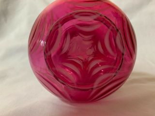 VINTAGE FENTON GLASS JACK IN - THE PULPIT VASE CRANBERRY OPALESCENT PULLED FEATHER 4