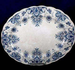 Antique Aesthetic Movement 19 " Ironstone Platter Blue Transferware 1860 - 1900