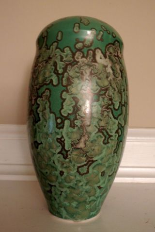 Artist Signed Modern Contemporary Studio Craft Pottery Crystalline Vase Green 2